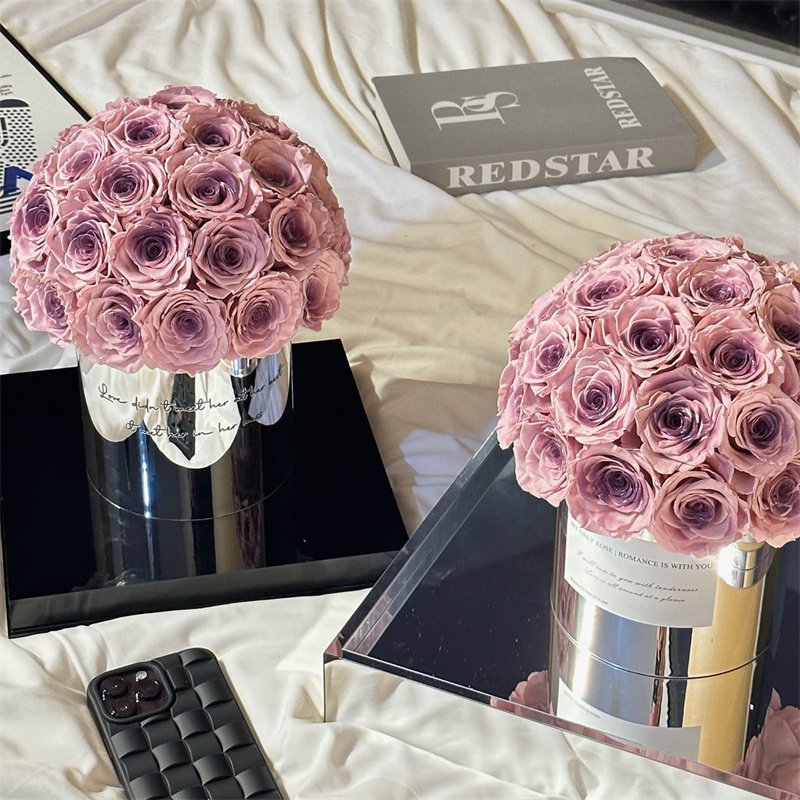 Wholesale China Various Styles Pink Roses Gift Box Real Natural Everlasting Immortal Forever Eternal Preserved Flower for Girls