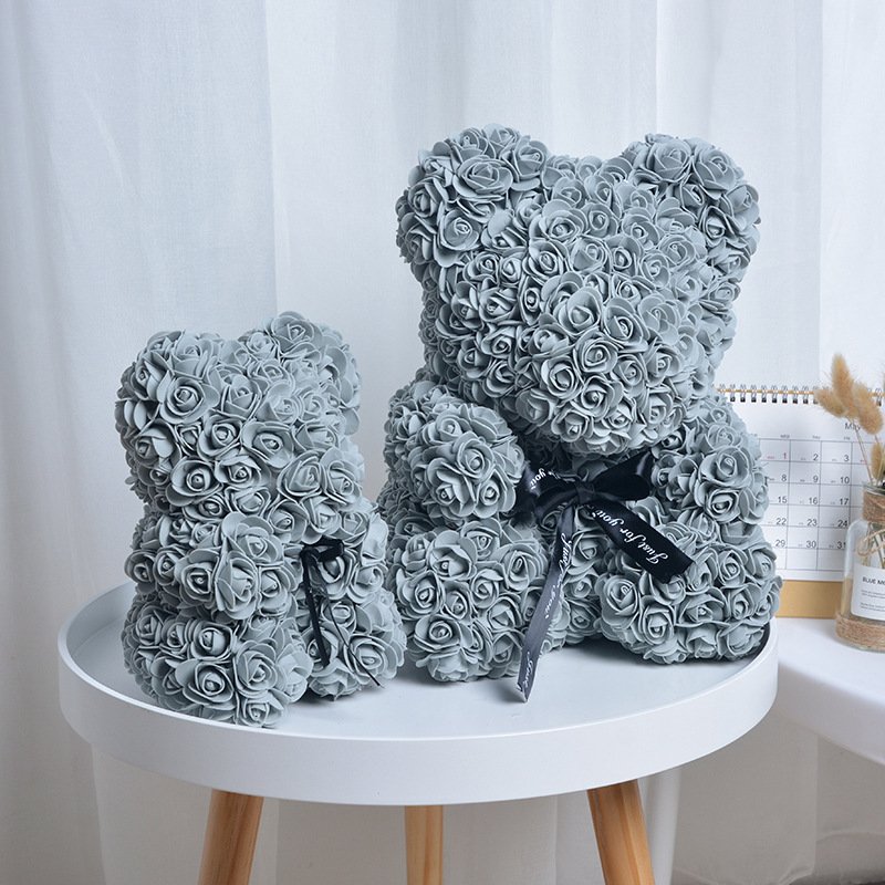 Wholesale valentines gift 25cm 40cm artificial flowers rosas de foamy rose box tade styrofoam bear with Gift Box