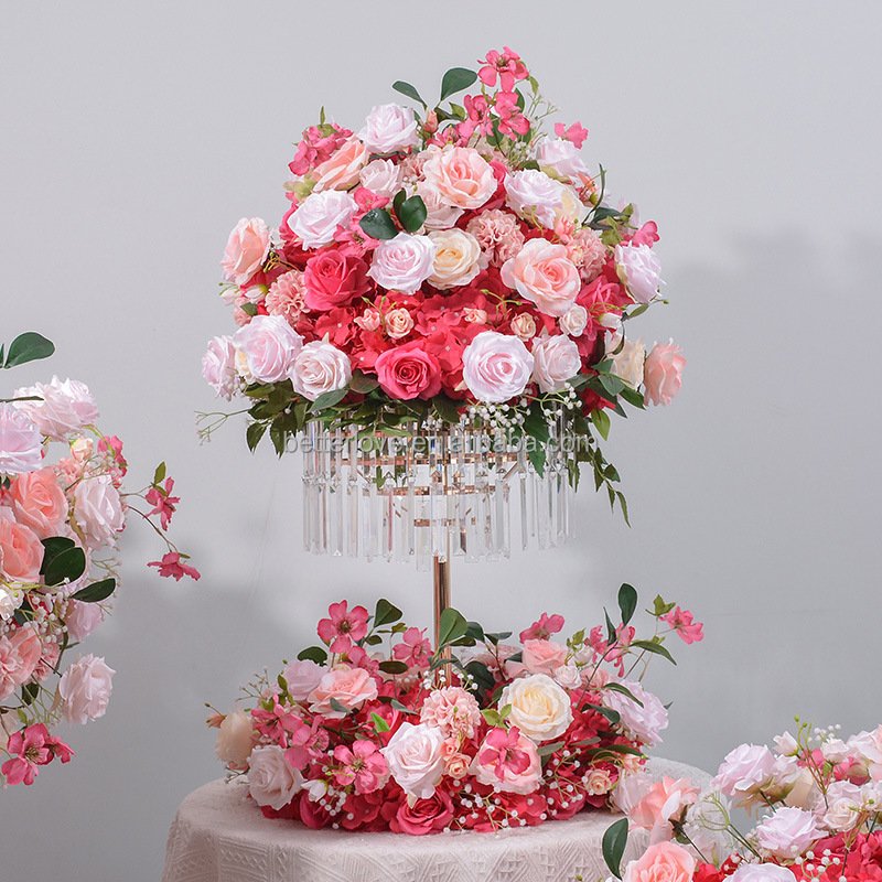 new 2024 giant 70cm flower ball flower wreath purple bow clear burgundy custom dinning for centerpiece