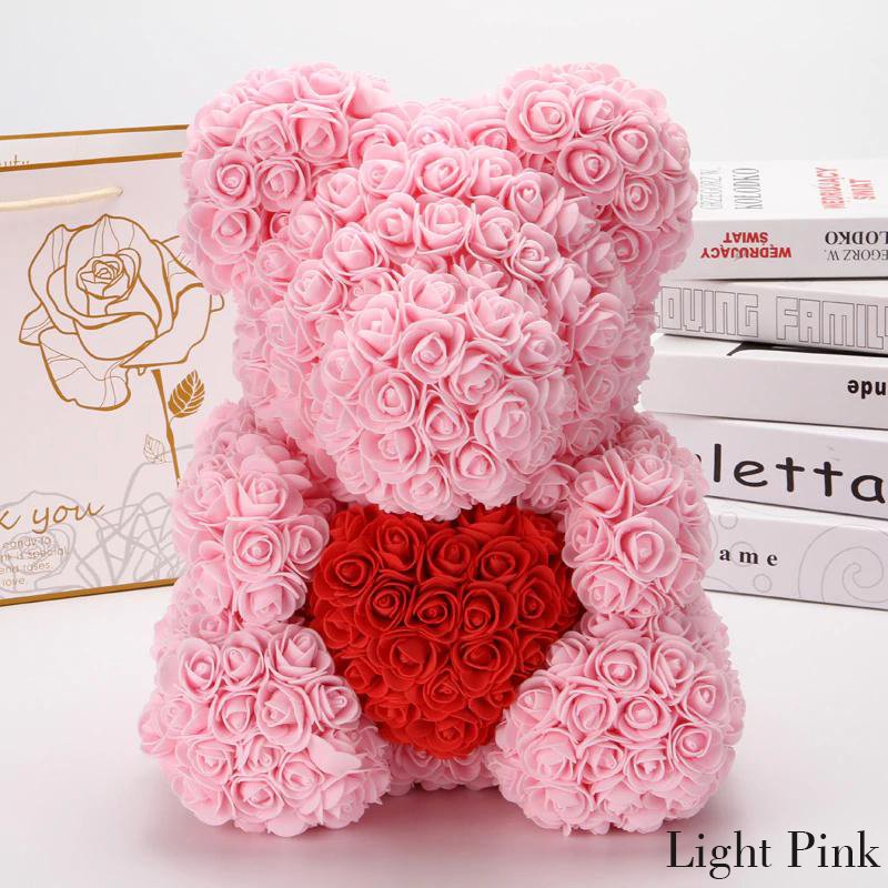 artificial flowers beer van schuim zeep oso flores de icopor de 40 cm bear valentine's rose bear with Gift Box
