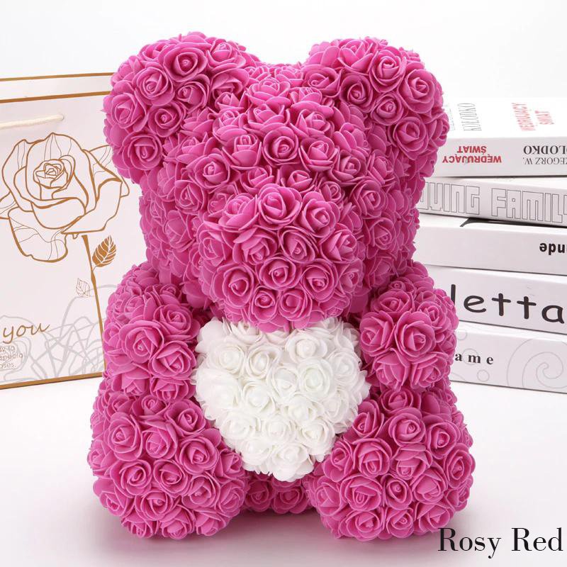 artificial flowers beer van schuim zeep oso flores de icopor de 40 cm bear valentine's rose bear with Gift Box