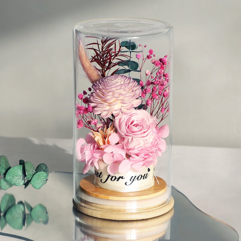 Preserved rose flower in glass dome manufacturer wholesale for festival gift