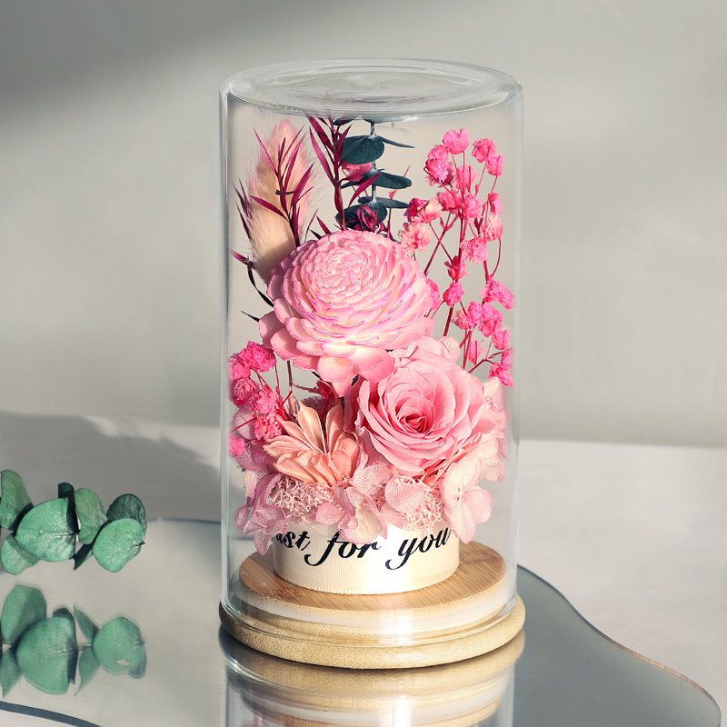 Preserved rose flower in glass dome manufacturer wholesale for festival gift
