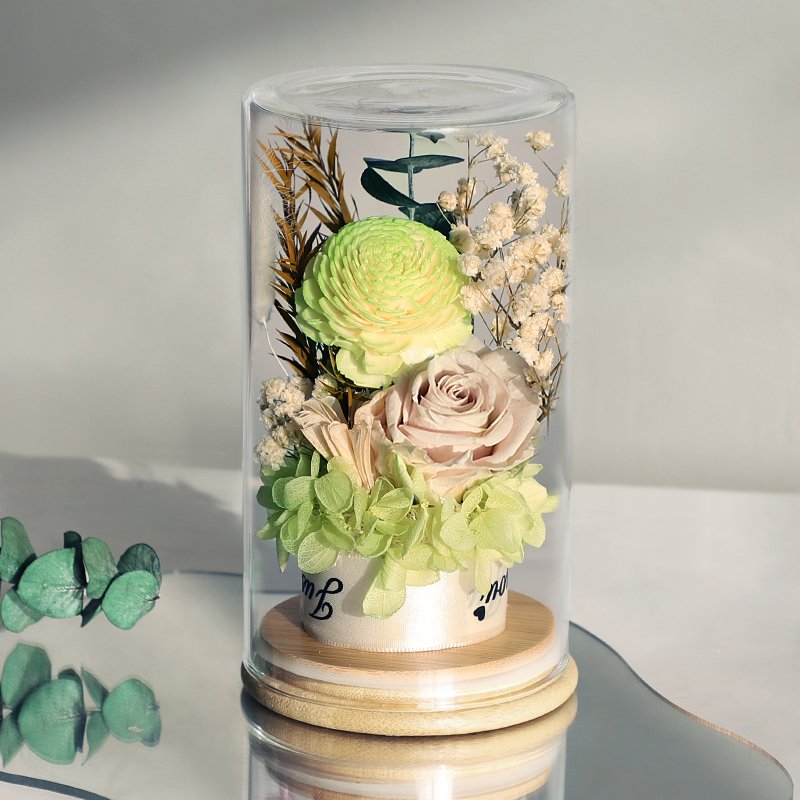 Preserved rose flower in glass dome manufacturer wholesale for festival gift
