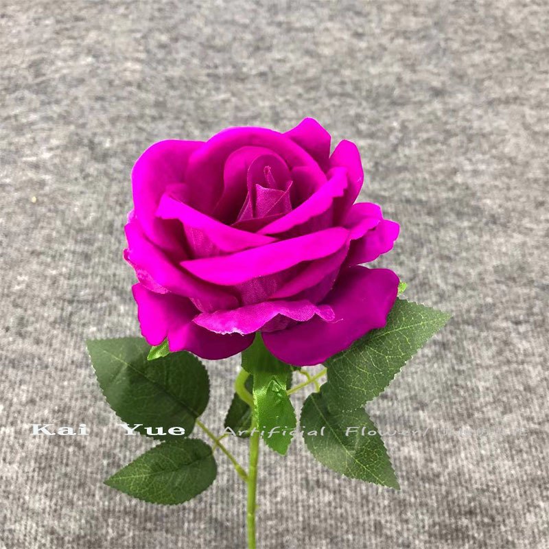 Factory bulk wholesale high quality Artificial single velvet roses flower red white velvet rose decorative flowers