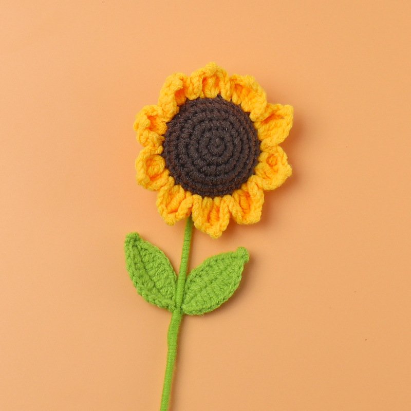Hot sale Festival Gift hand-knitting preserved crochet wool bouquet decorative finished product Handmade Crochet Sunflower