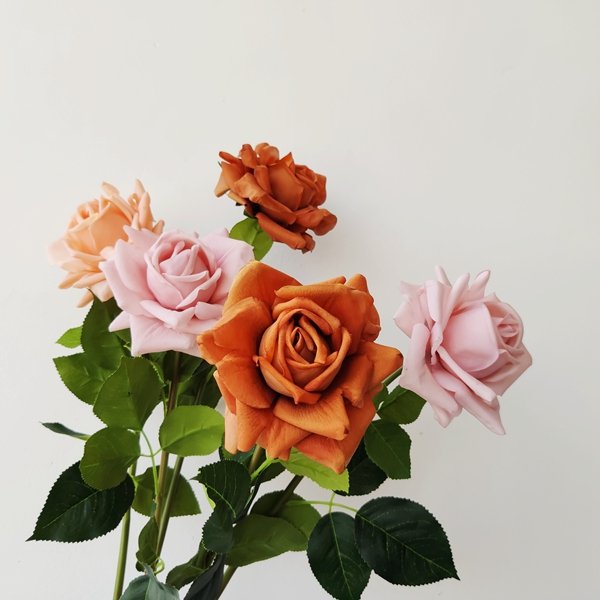 D-R001 decorative flowers new artificial real touch rose rude color rose latex flower for wedding home decor