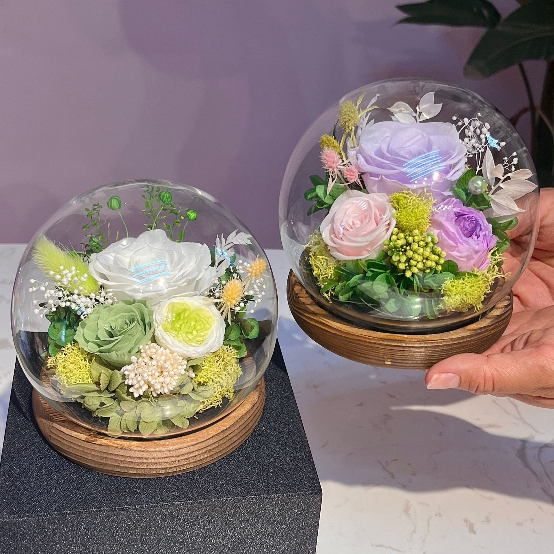 Amazon Popular Women Gift Wholesale Artificial Forever Eternal Preserved Real Rose Flower With Lights