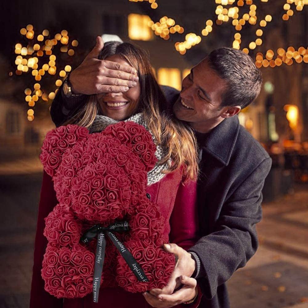 Wholesale Ositos Con Rosas Rosas De Foamy Rose Styrofoam Artificial Flower Bear with Gift Box