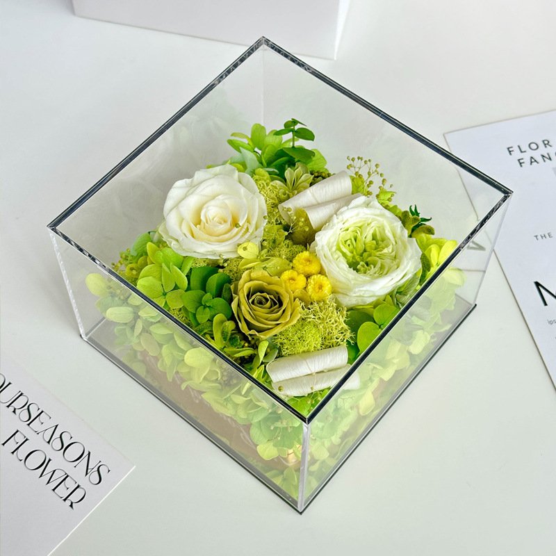 Preserved Roses in Acrylic Box Eternal Natural Roses Valentine's Day Anniversary Gifts Preserved Flower Gift Box for Christmas