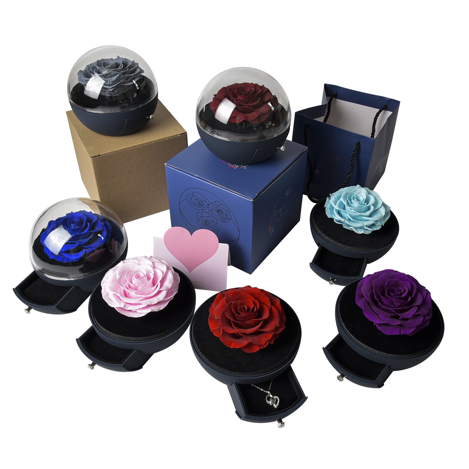 Christmas gift 2022 dreamy flores preservadas natural stabilized preserved rose flower jewelry box eternal roses in acrylic box