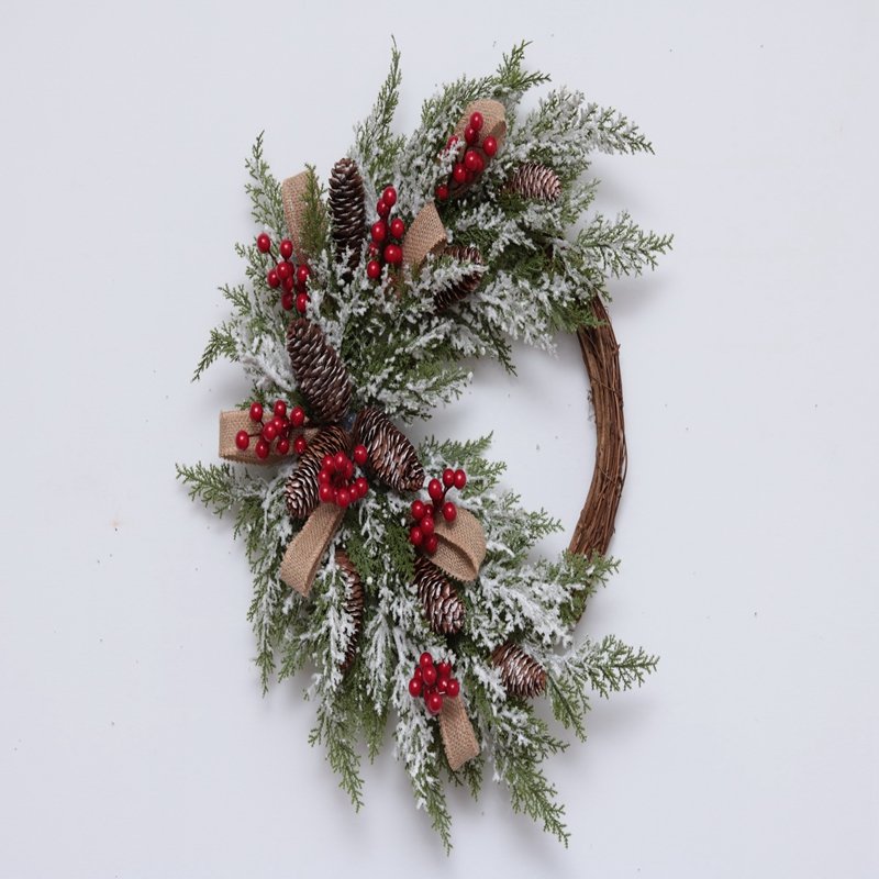 High-end PE christmas wreath for door supplies preserved boxwood christmas wreath