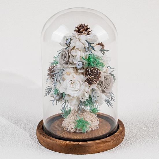 Christmas Tree Ornaments Decorations Green Preserved Flower Hydrangea Eternal Forever Preserved Roses In Glass Dome