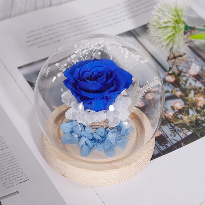 Newly valentines mothers day gifts forever eternal rose preserved flower in glass dome preserved glass flower roses box