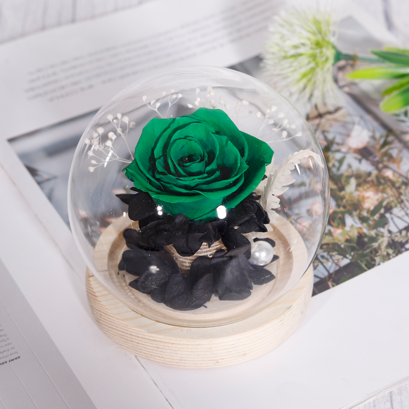 Newly valentines mothers day gifts forever eternal rose preserved flower in glass dome preserved glass flower roses box