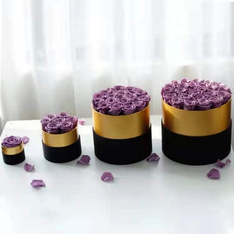 Wholesale Arrangement Gift Customizable OEM Decorative Eternal Real Flowers Preserved Roses Flowers in Round Square Box