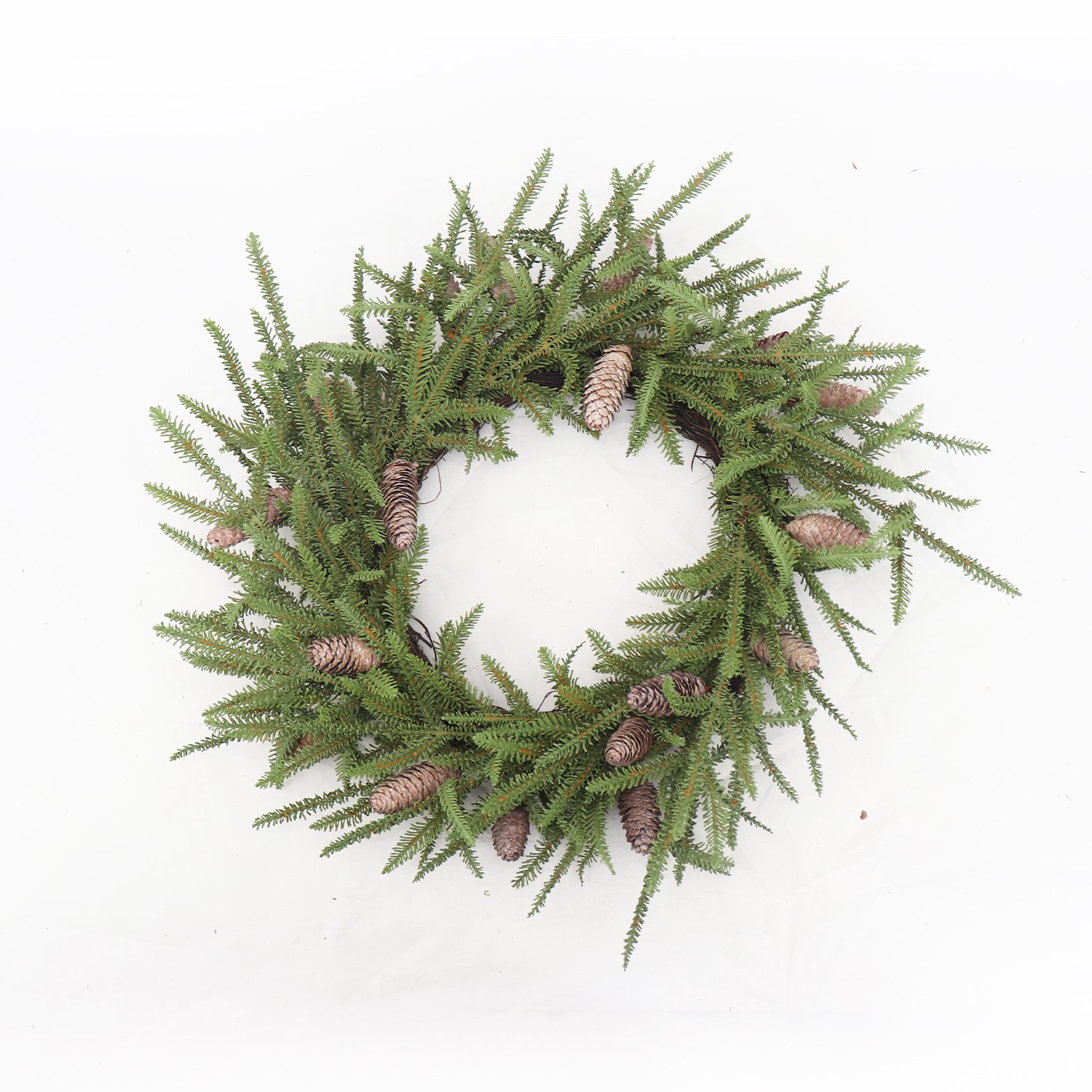 61cm Artificial Christmas Preserved Cedar Leaf Pine Cone Ring Home Vacation Wall Decorative Wreath with Other Flowers & Plants