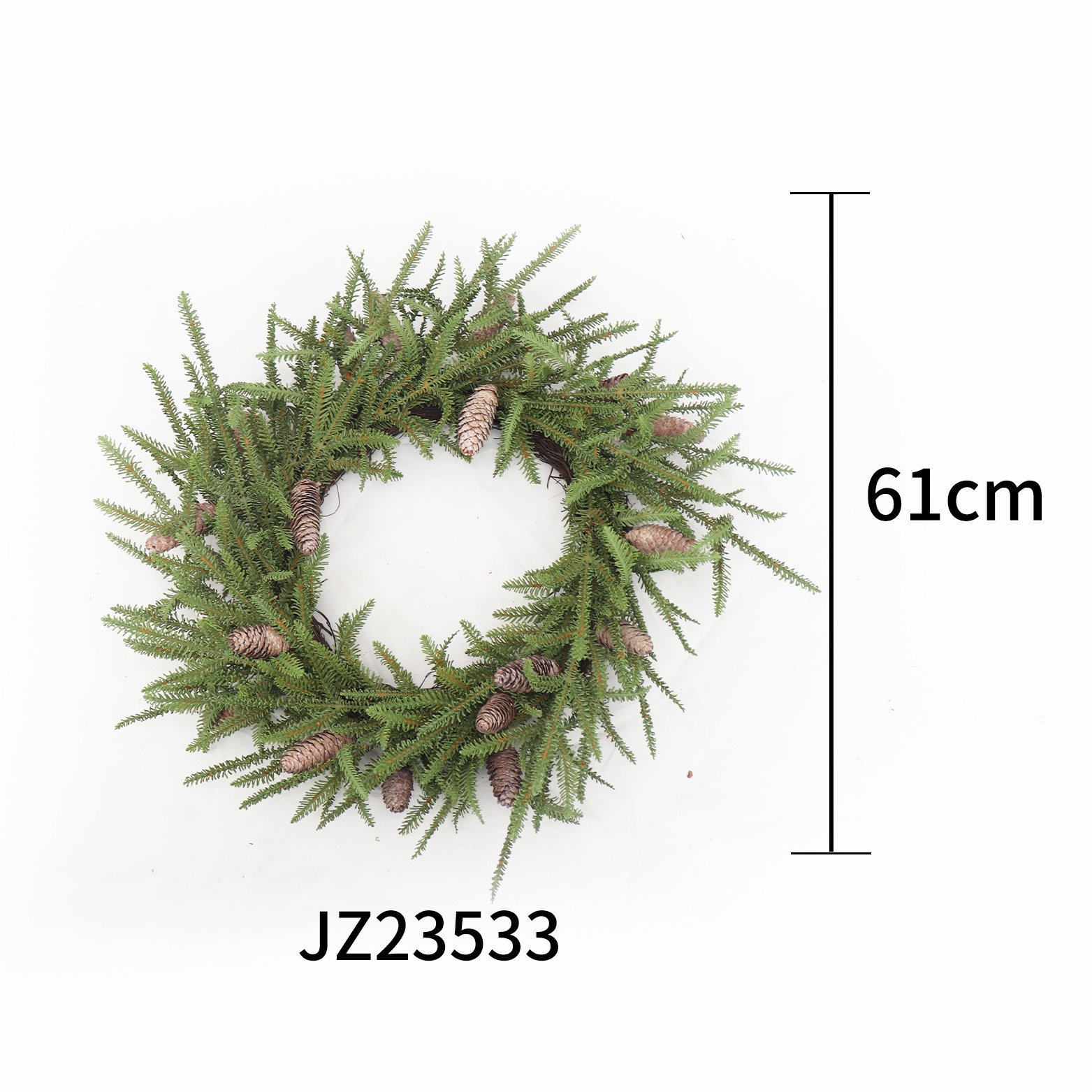 61cm Artificial Christmas Preserved Cedar Leaf Pine Cone Ring Home Vacation Wall Decorative Wreath with Other Flowers & Plants