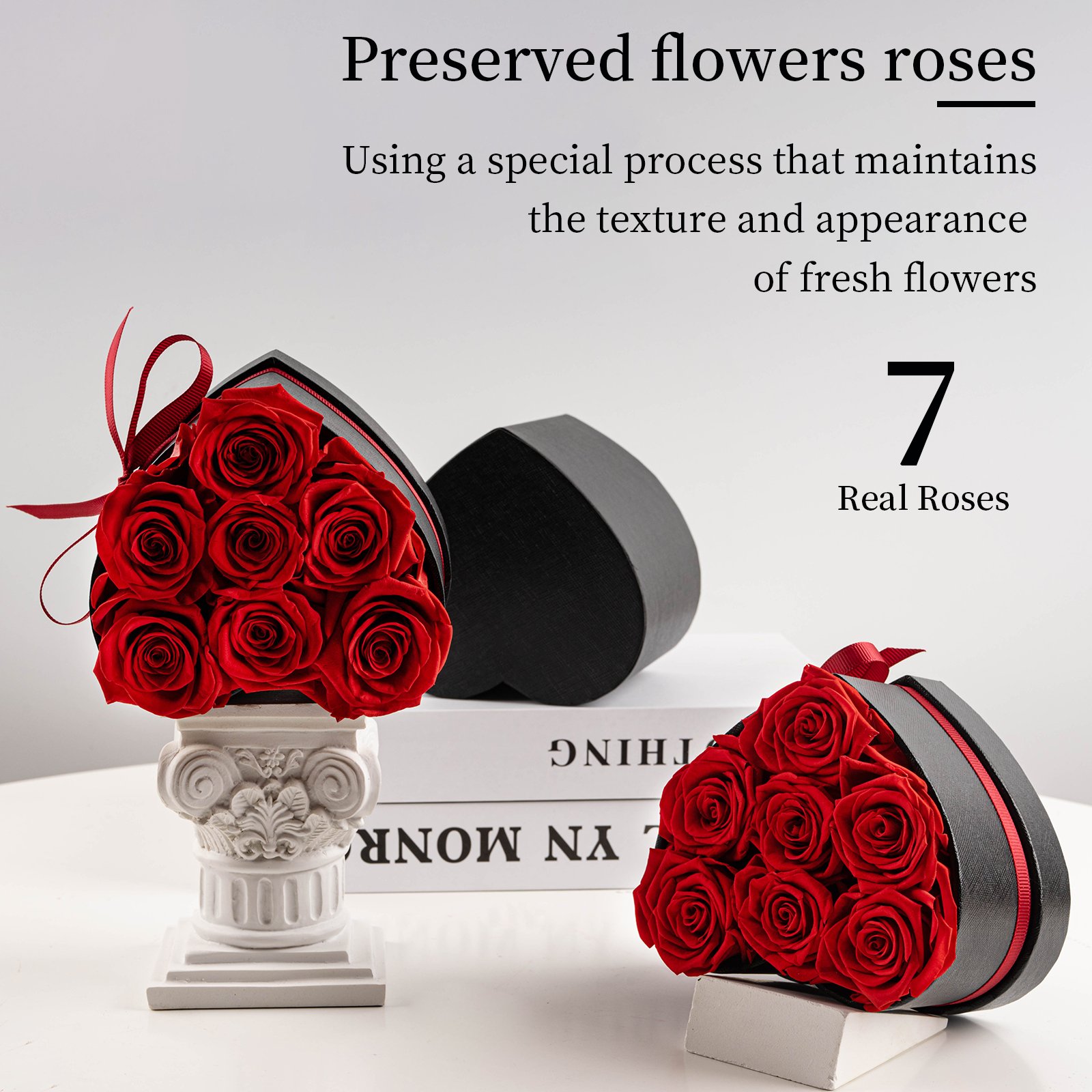 Pink Red Preserved Flowers Hot Selling Products 2024 Heart Box Forever Roses For Party Event Decoration Gift