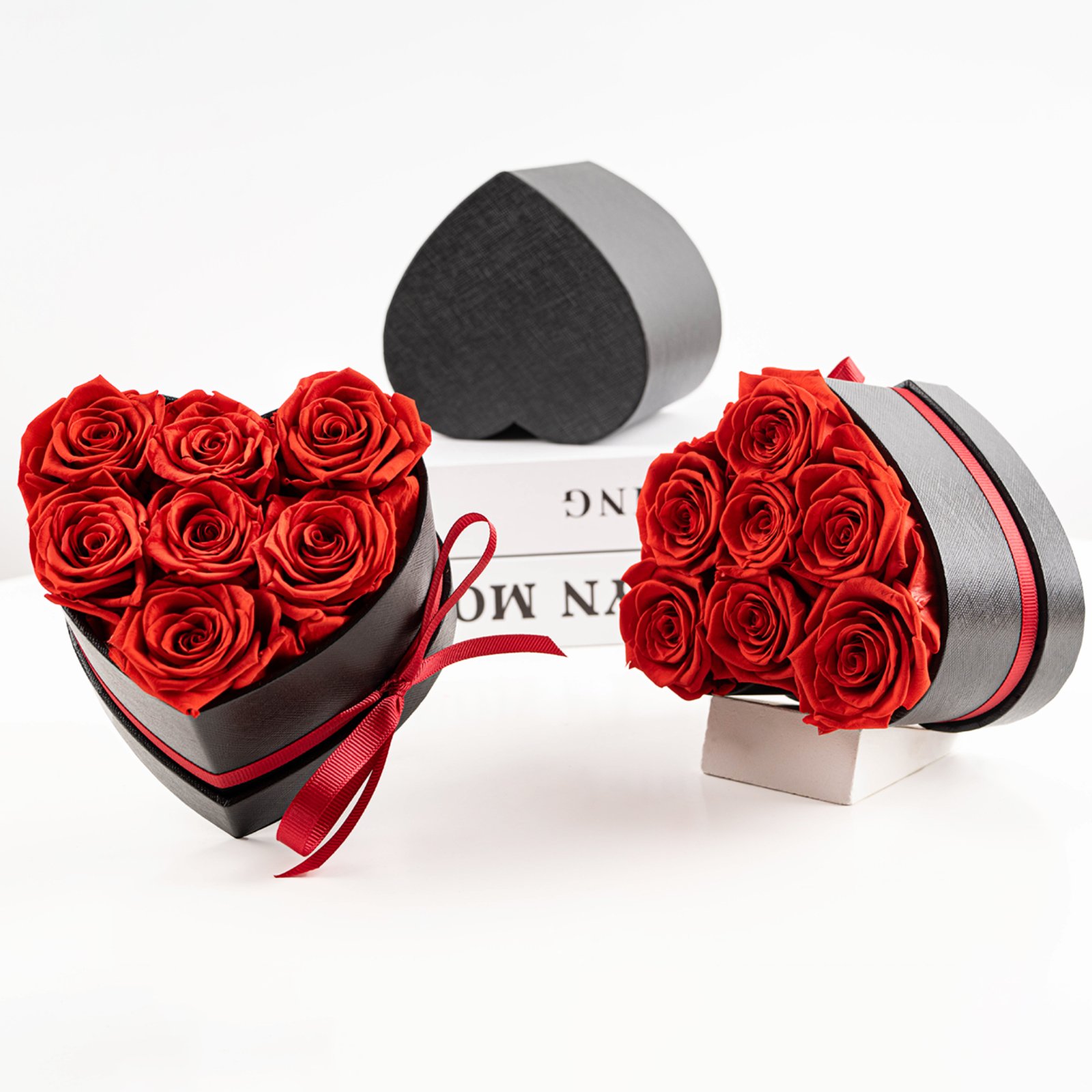 Pink Red Preserved Flowers Hot Selling Products 2024 Heart Box Forever Roses For Party Event Decoration Gift