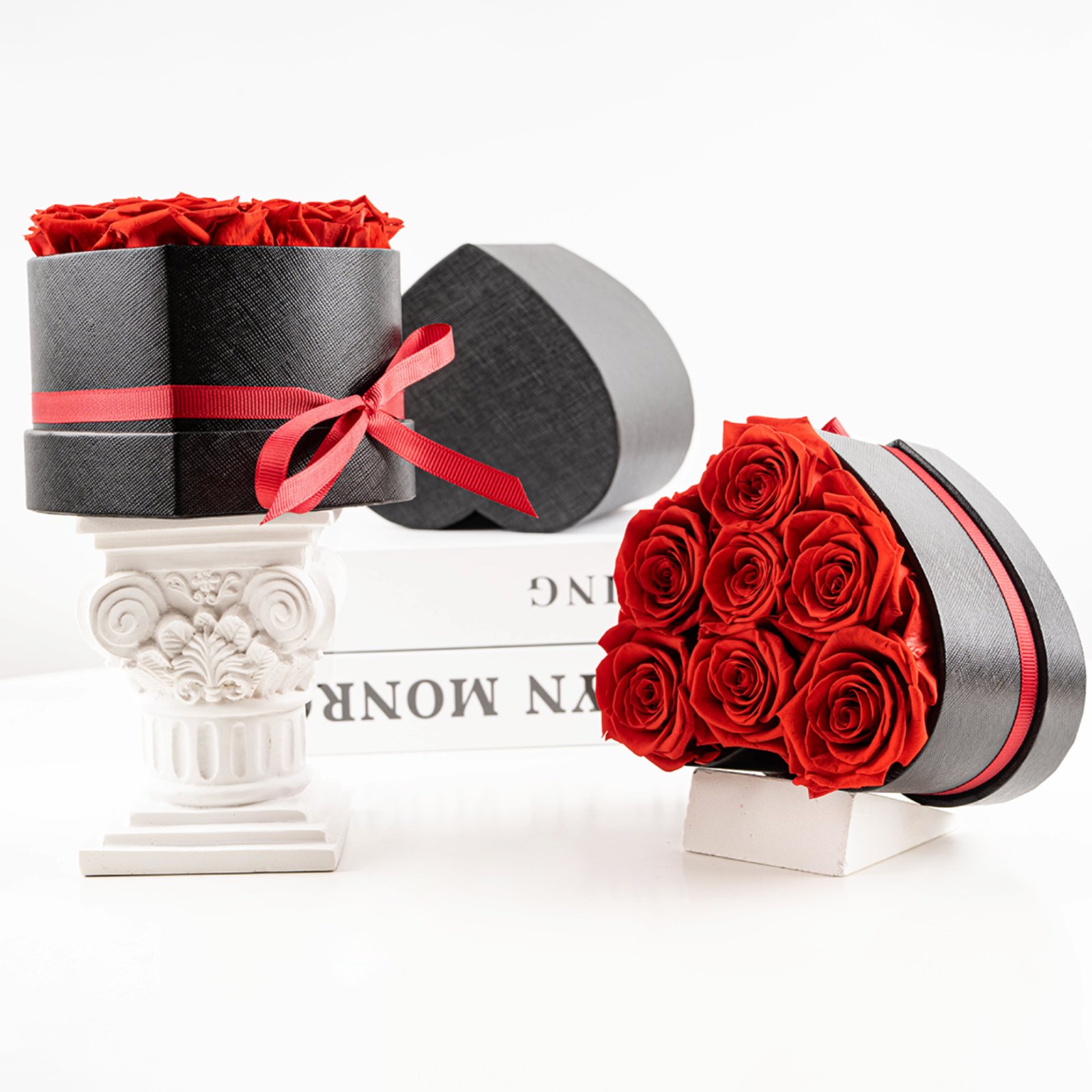 Pink Red Preserved Flowers Hot Selling Products 2024 Heart Box Forever Roses For Party Event Decoration Gift