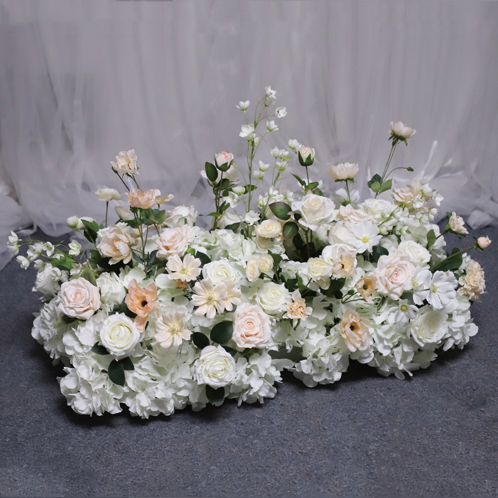 Luxury Hot Selling Wedding Silk Pink Set Table Runner Flower Artificial Flower Runner