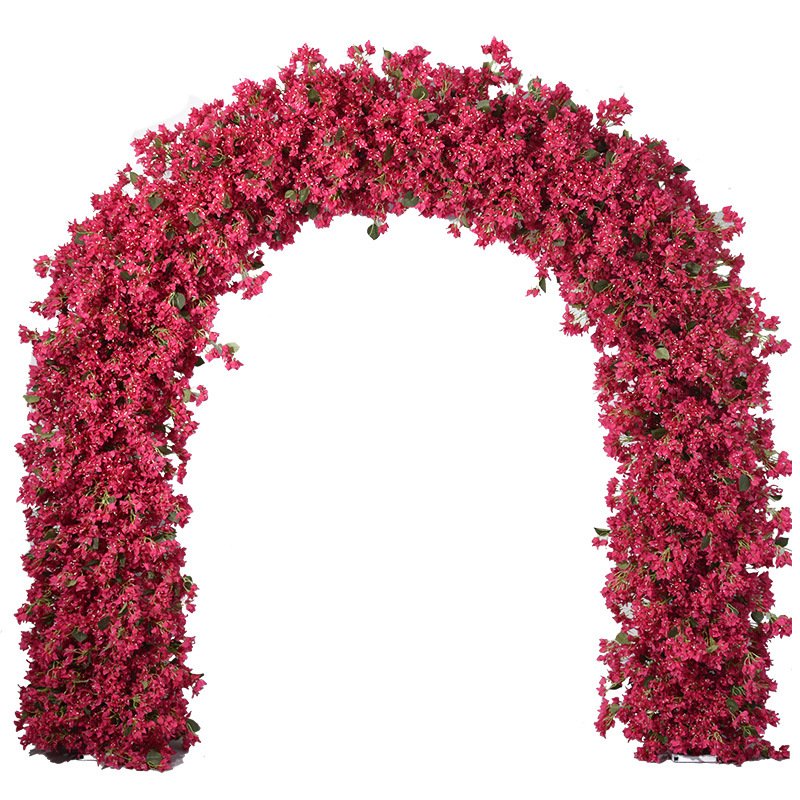 Wholesale simulation flower 2.4 * 2.4m triangular rose arch floral arrangement wedding stage background decoration fake flowers