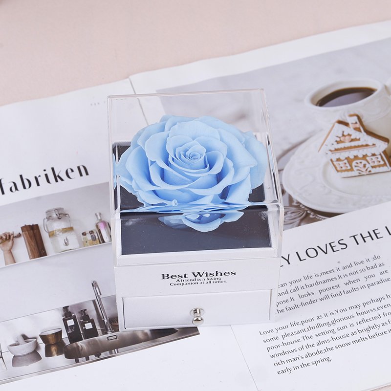 Factory Hot Selling Rose In Box Preserved Flowers Acrylic Preserved Rose In Box For Gift