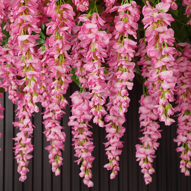 AR-657 Latex Leaf 3 Branches Artificial 90CM Wisteria Flower Saffron Vine For Decoration Vine