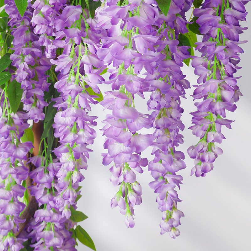 AR-657 Latex Leaf 3 Branches Artificial 90CM Wisteria Flower Saffron Vine For Decoration Vine