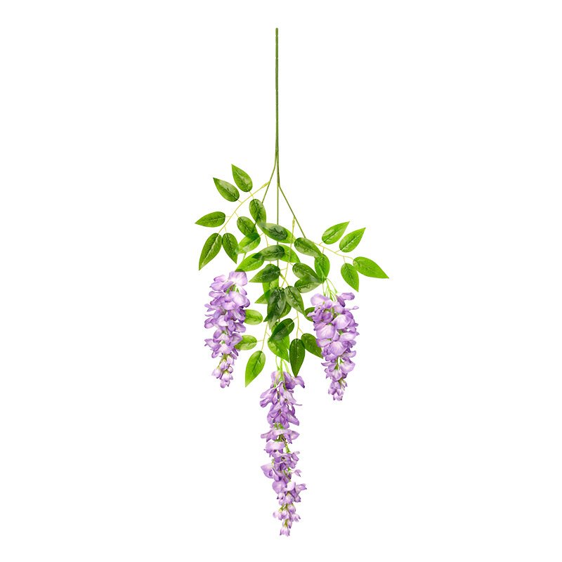 AR-657 Latex Leaf 3 Branches Artificial 90CM Wisteria Flower Saffron Vine For Decoration Vine