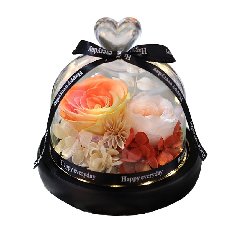 Wholesale high quality LED Atmosphere Light Preserved Flower Ornaments For Birthday Anniversary Girl Friend's Gift