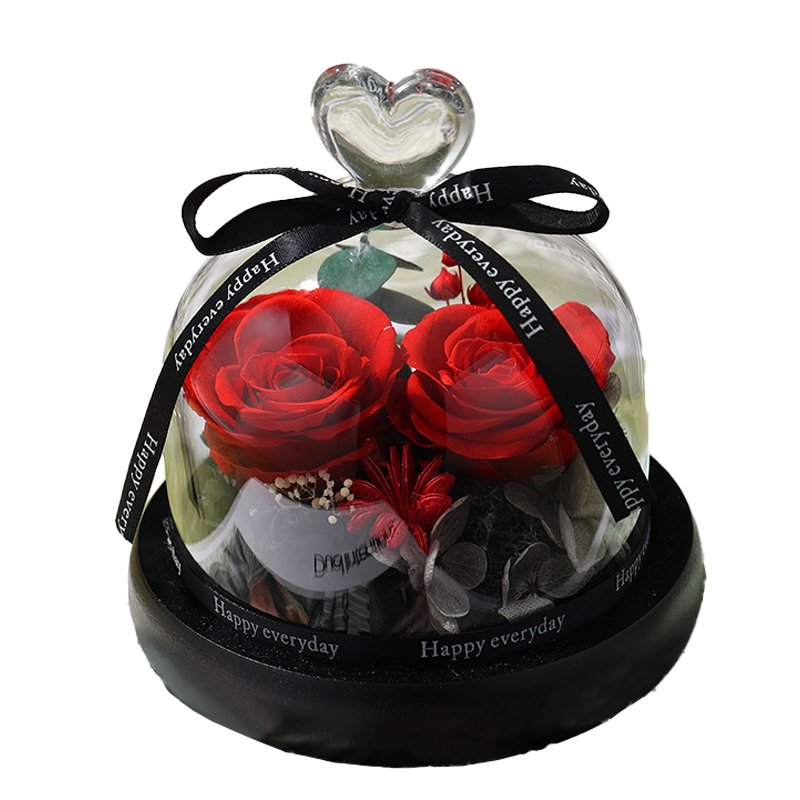Wholesale high quality LED Atmosphere Light Preserved Flower Ornaments For Birthday Anniversary Girl Friend's Gift