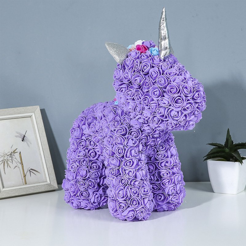 wholesale 38cm rainbow flower bear unicorn rose For Valentine's Day gifts