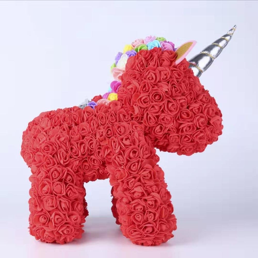 wholesale 38cm rainbow flower bear unicorn rose For Valentine's Day gifts