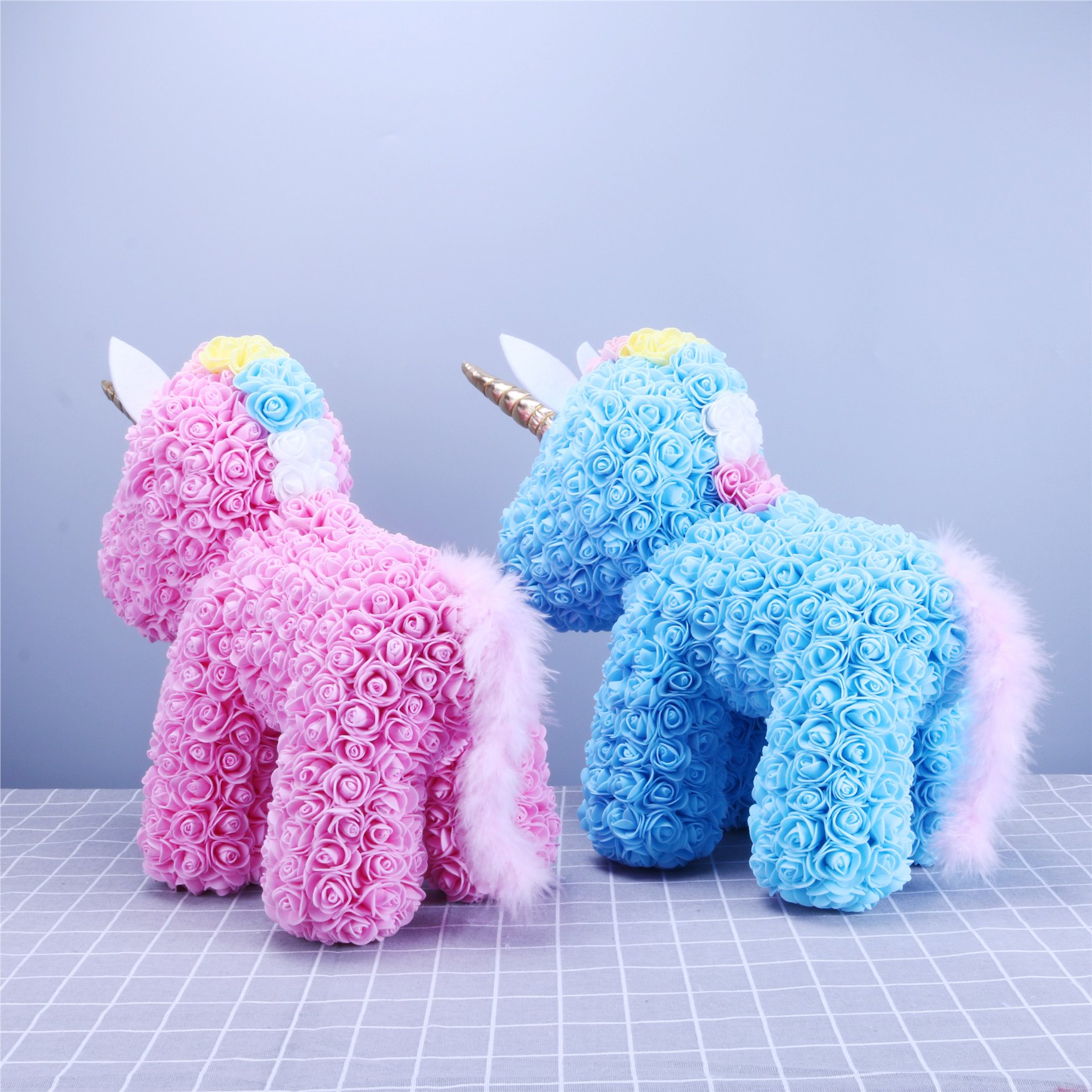 wholesale 38cm rainbow flower bear unicorn rose For Valentine's Day gifts