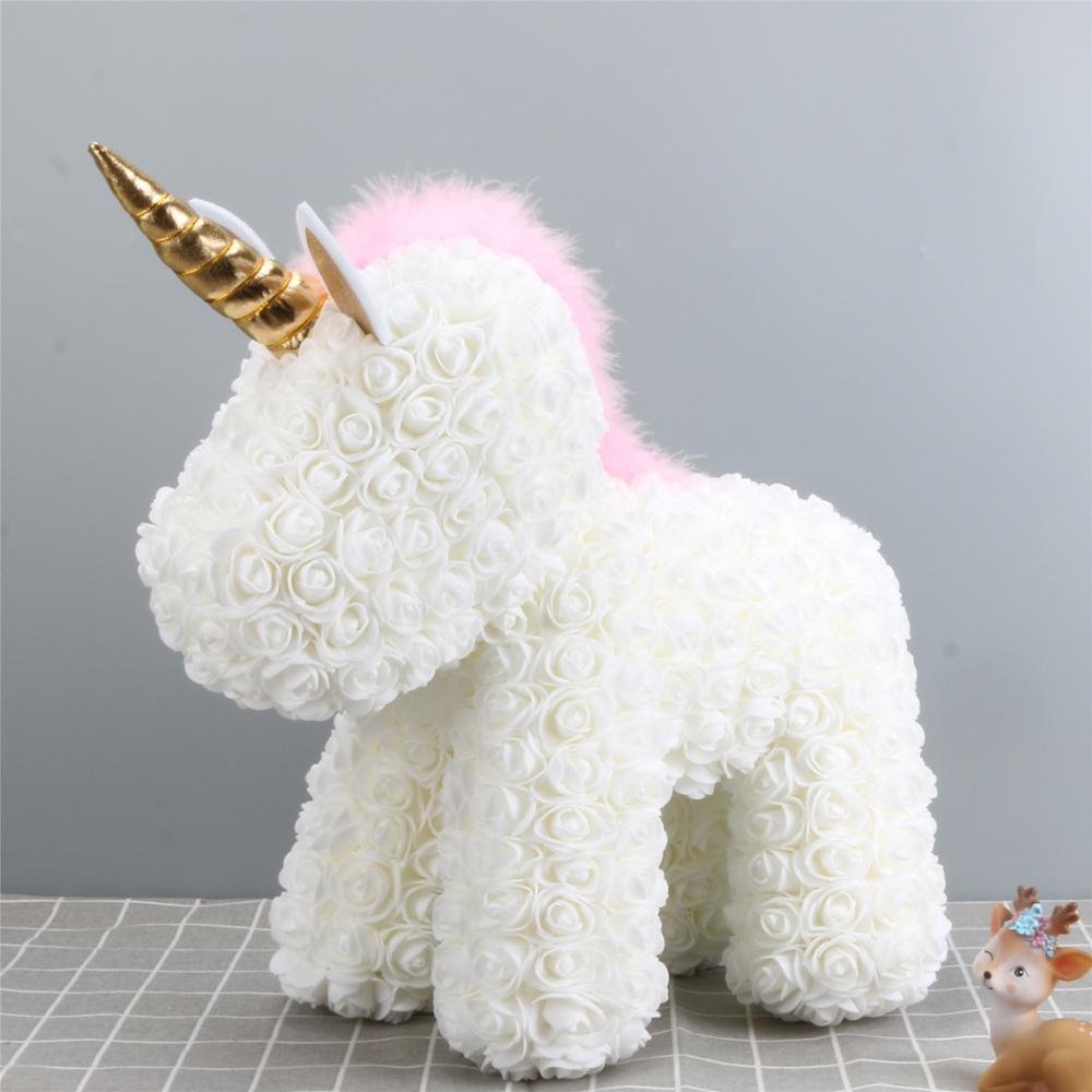 wholesale 38cm rainbow flower bear unicorn rose For Valentine's Day gifts