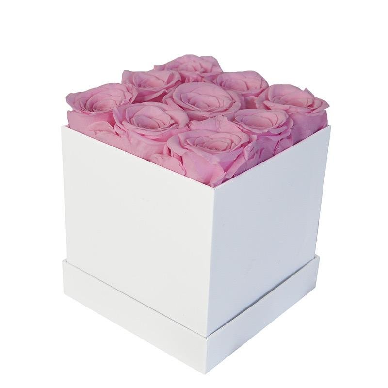 Wholesale Preserved Rose Square Hug Bucket 9 Heads in One Box Multi Colors Preserved Flower Box for Girl Friend Mom