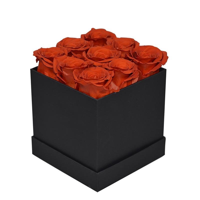 Wholesale Preserved Rose Square Hug Bucket 9 Heads in One Box Multi Colors Preserved Flower Box for Girl Friend Mom