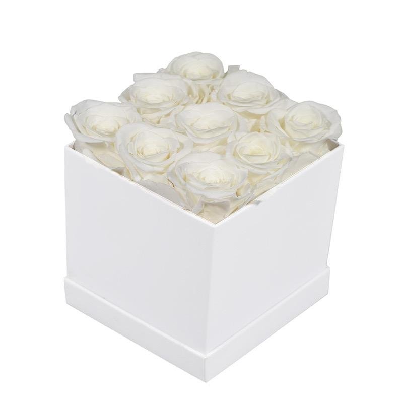 Wholesale Preserved Rose Square Hug Bucket 9 Heads in One Box Multi Colors Preserved Flower Box for Girl Friend Mom