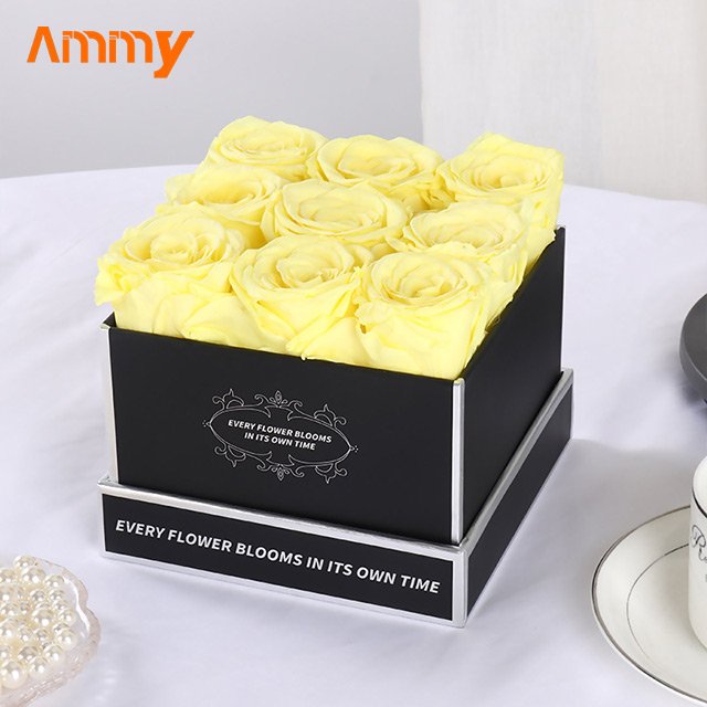 AM-PFC02A Ammy Valentine's Day gift 9 preserved flowers square box preserved roses in box birthday party gifts mother's Day gift