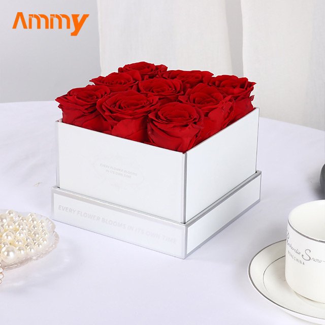 AM-PFC02A Ammy Valentine's Day gift 9 preserved flowers square box preserved roses in box birthday party gifts mother's Day gift