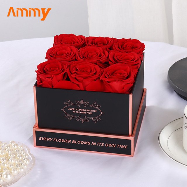 AM-PFC02A Ammy Valentine's Day gift 9 preserved flowers square box preserved roses in box birthday party gifts mother's Day gift