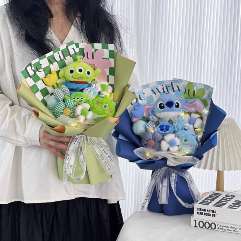 Wholesale New Creative Gifts Flower Plant Handmade Knitted Rose Stitch doll Wool Cotton Crochet Flowers Bouquet