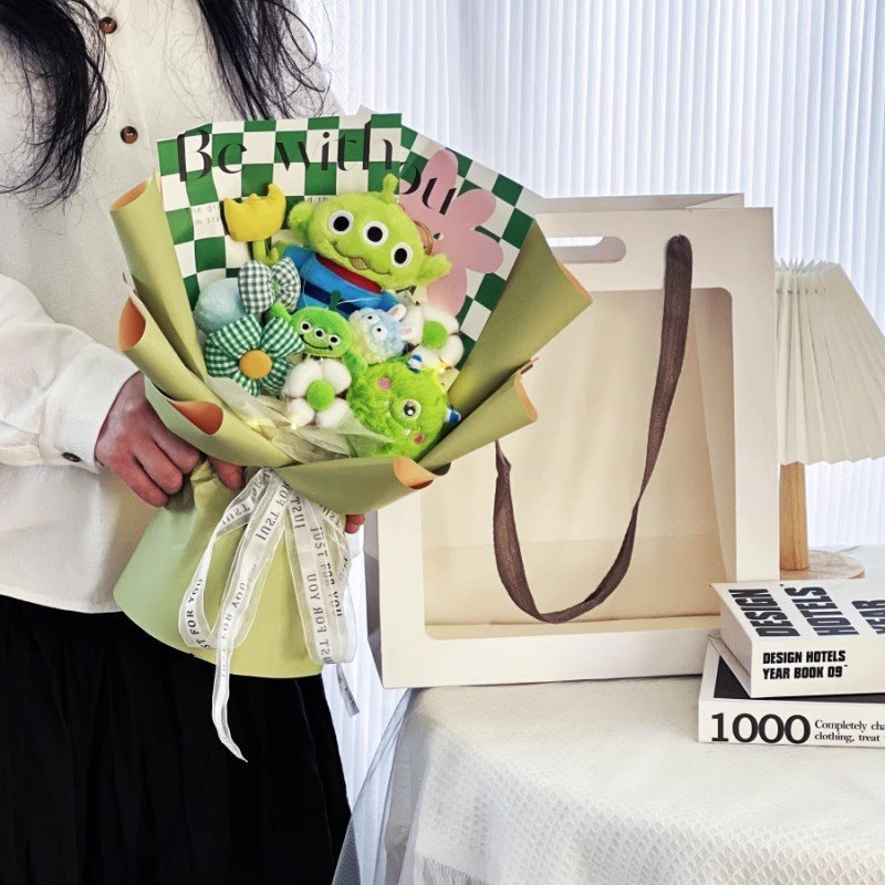 Wholesale New Creative Gifts Flower Plant Handmade Knitted Rose Stitch doll Wool Cotton Crochet Flowers Bouquet