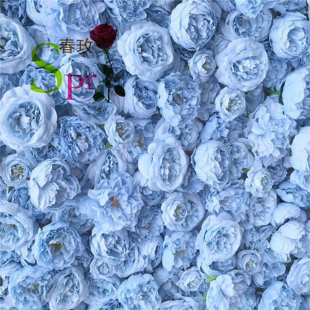 SPR Rose Wall Blue 4*8FT/pc Artificial Silk Rose 3D Flower Wall Background Party Decor Wall