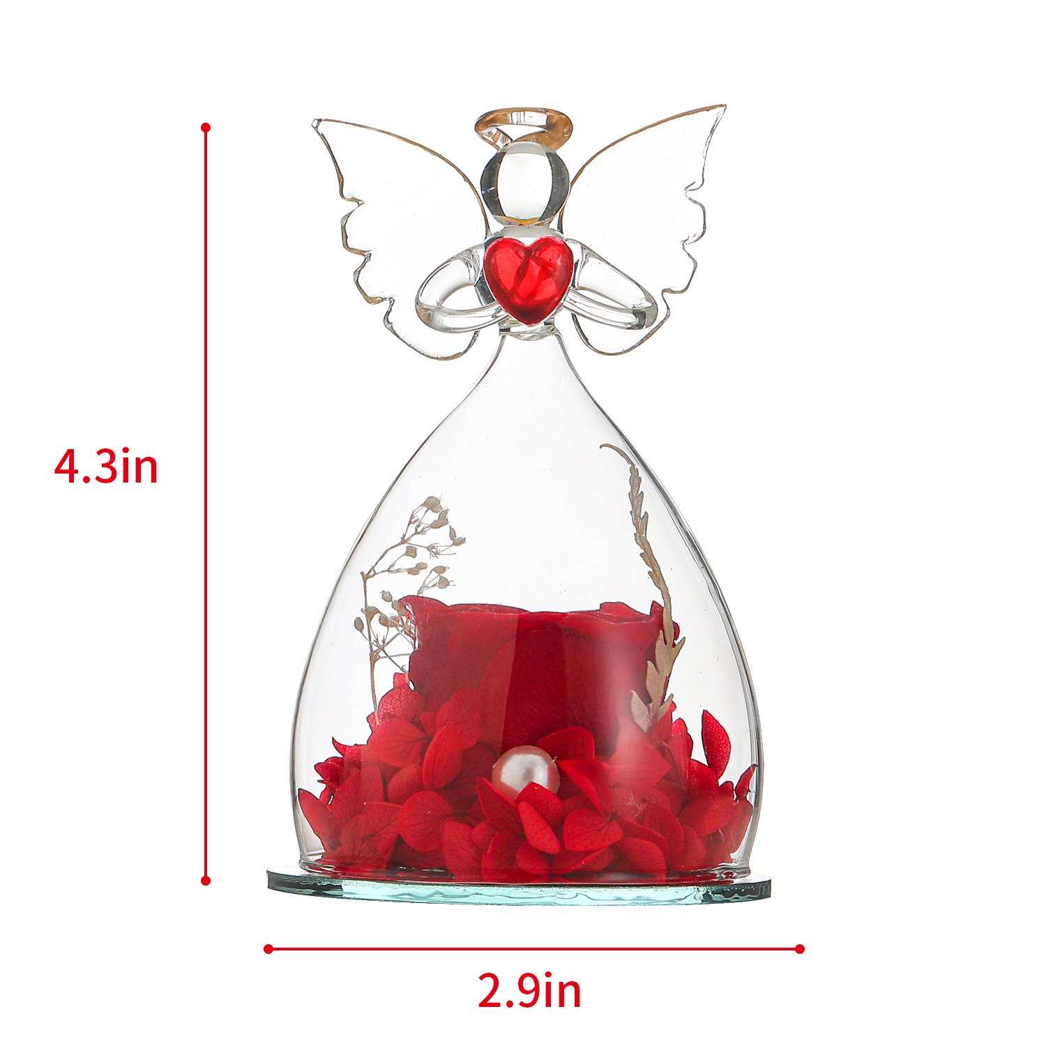 Christmas Valentines Day Gift Little Prince Unique Angels Preserved Eternal Roses in Glass Dome With Gift Box for Women Girls