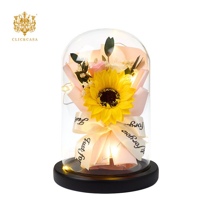 YX Wholesale Romantic Everylasting Roses Bouquet Multiple Styles Soap Flower Glass Dome Cover Day Thanksgiving Father's Day Box