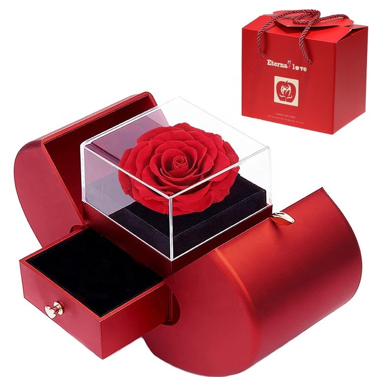Wholesale OEM Rose Jewelry Luxury Necklaces Gift Box Preserved Eternal Rose for Wedding Christmas Gift