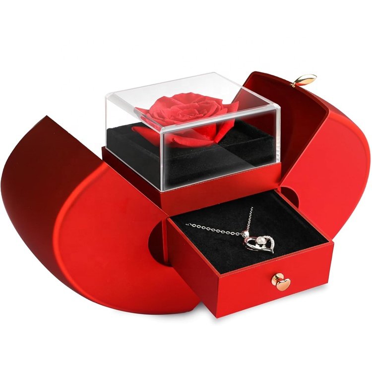 Wholesale OEM Rose Jewelry Luxury Necklaces Gift Box Preserved Eternal Rose for Wedding Christmas Gift